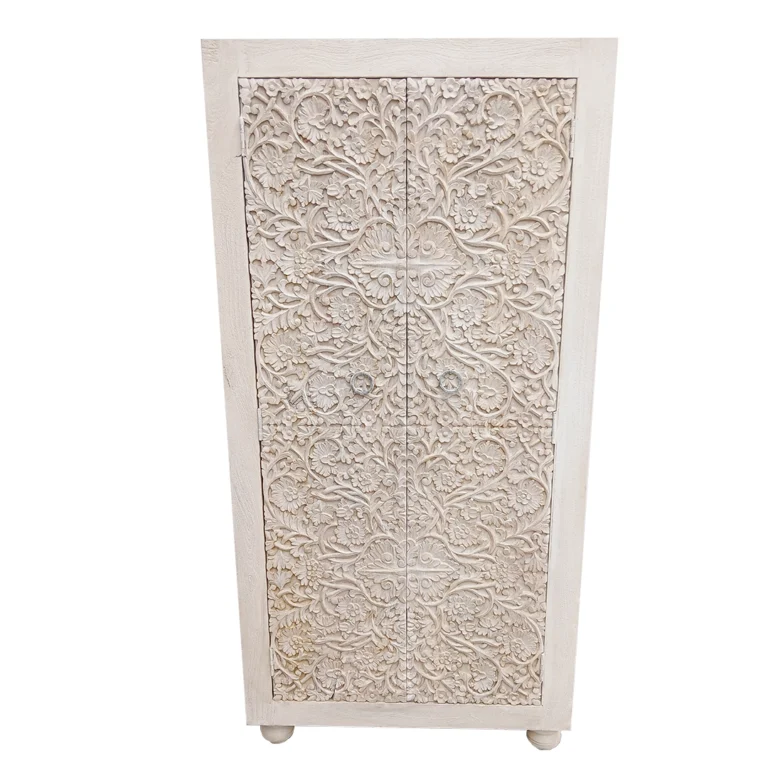 Armario de madera Blanco Tallado