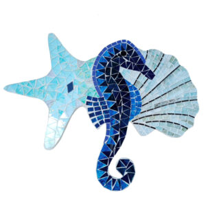 Caballo de Madera y Vidrio Blanco – azul