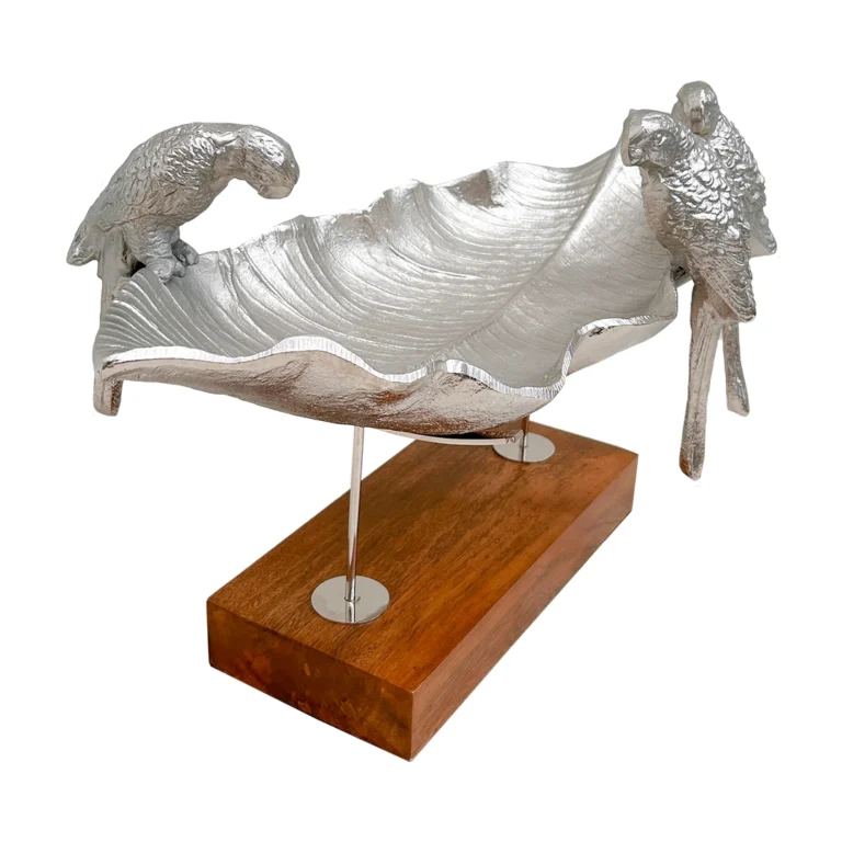 Mesa Kassa de Madera y Metal Plateado