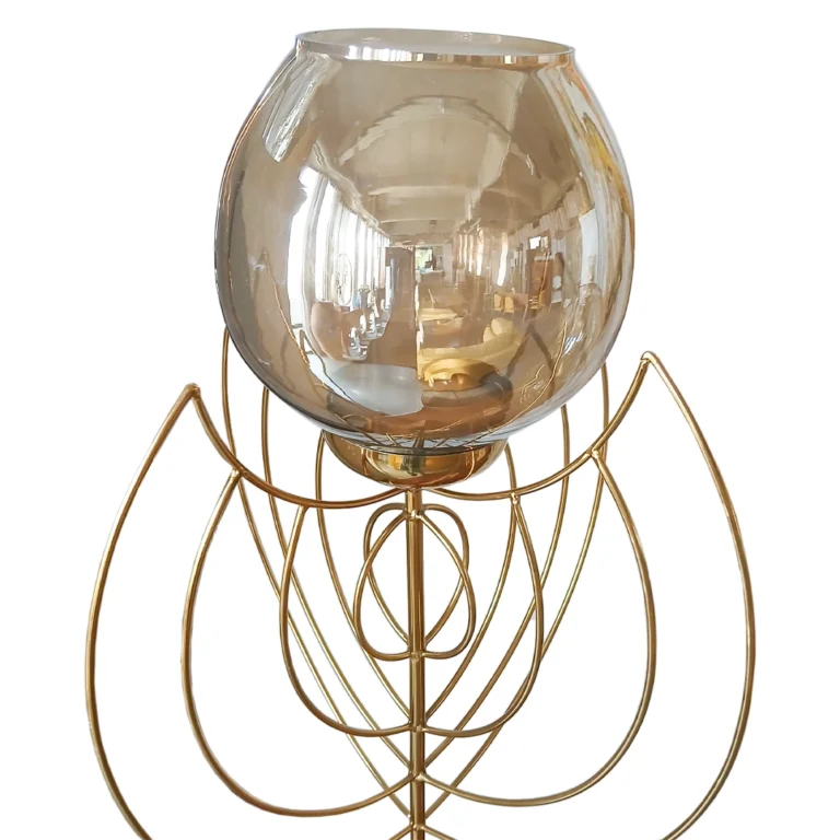 Candelabro Kassa Alto de Vidrio y Madera y Metal Dorado