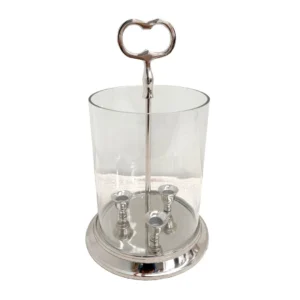 Candelabro de Metal y Vidrio Plateado