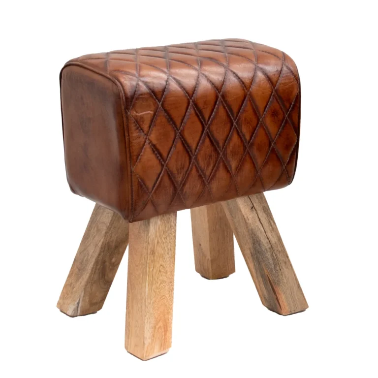 Butaco de Cuero y Madera Café