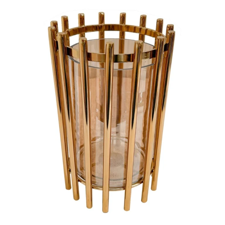 Candelabro de Metal y Vidrio Dorado