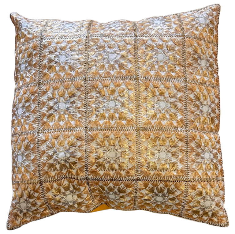 Cojín de Algodón y Seda Dorado Tejido en India <p>Esta Cojín es ...