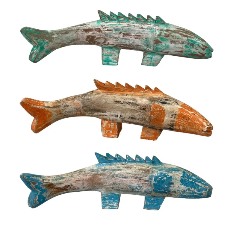 Pescado de Madera Azul – naranja - verde